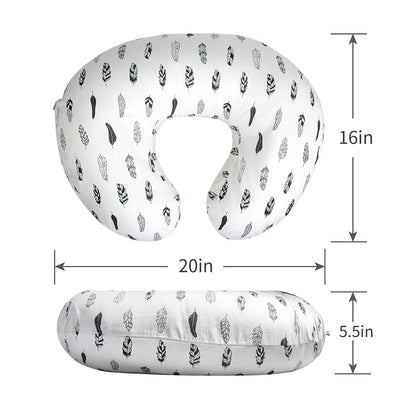 BABY Nursing Pillow Cover Slipcover,100% Organic Cotton ,Soft and Comfortable,Feathers Design,Maternity Breastfeeding Newborn Infant Feeding Cushion Cover, ZT01