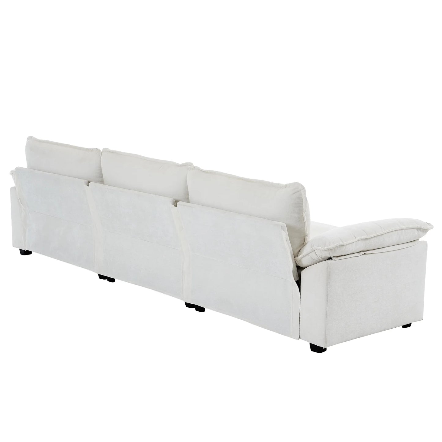 Sofá Seccional En Forma De L Con Chaise, Juego De Sala Con Cama, 3 Asientos Con Chenilla Y Cojines De Doble Capa 120" De Ancho Beige
