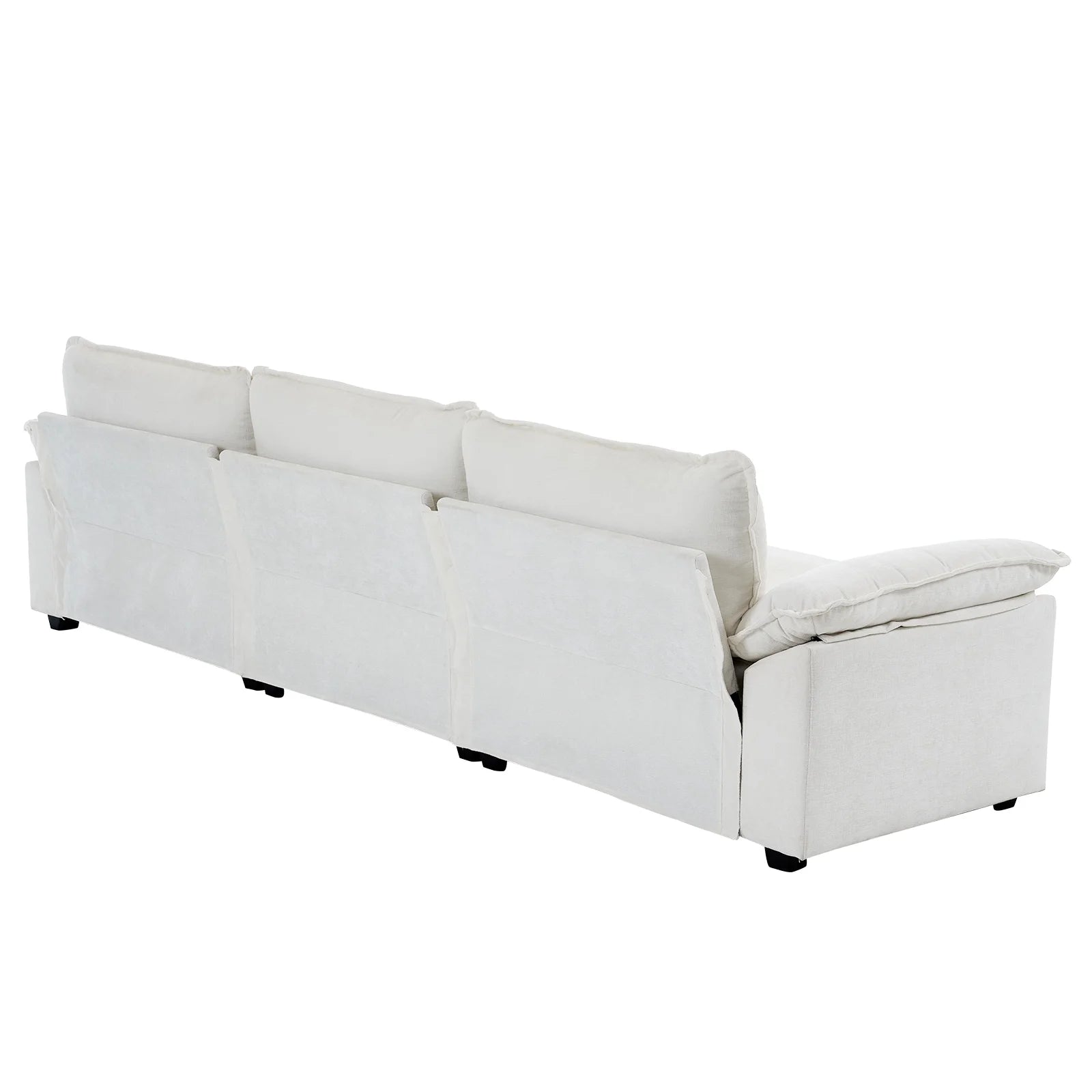 Sofá Seccional En Forma De L Con Chaise, Juego De Sala Con Cama, 3 Asientos Con Chenilla Y Cojines De Doble Capa 120" De Ancho Beige