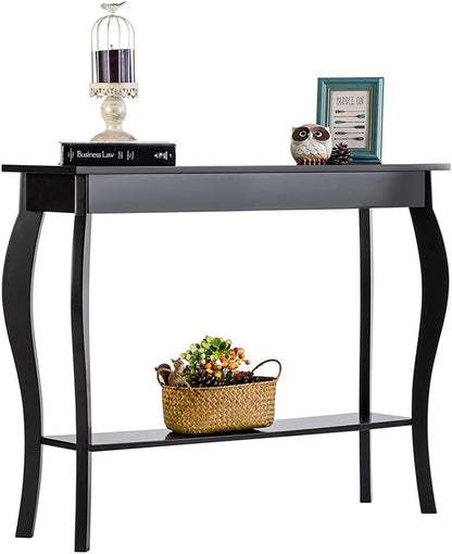 Narrow Console Table, Chic Accent Sofa Table, Entryway Table, Black